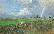 Viggo Johansen skagen osterby efter regn oil painting